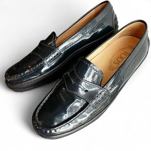 TOD’S Gommino Patent Leather Loafer Comfy Low Platform Shoes
